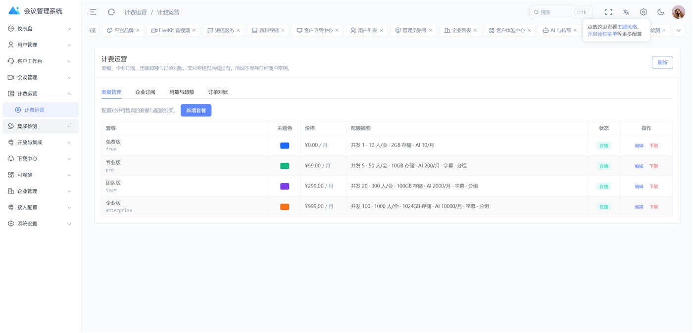 Billing ops · plans, subscriptions & orders